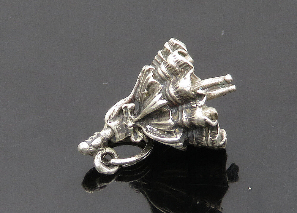 925 Sterling Silver  Vintage Petite Woman In Dress Dark Tone Pendant  PT16862