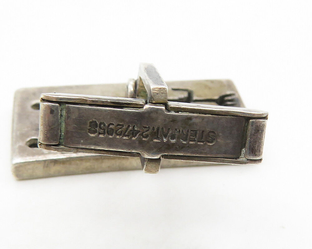 925 Sterling Silver  Vintage Cutout Figures Square Dark Tone Cufflinks  TR2489
