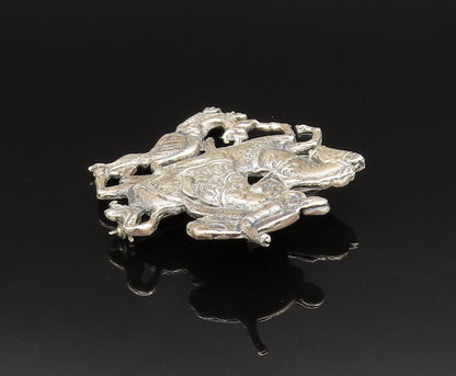CINI 925 Silver  Vintage Antique Saint George & The Dragon Brooch Pin  BP9660