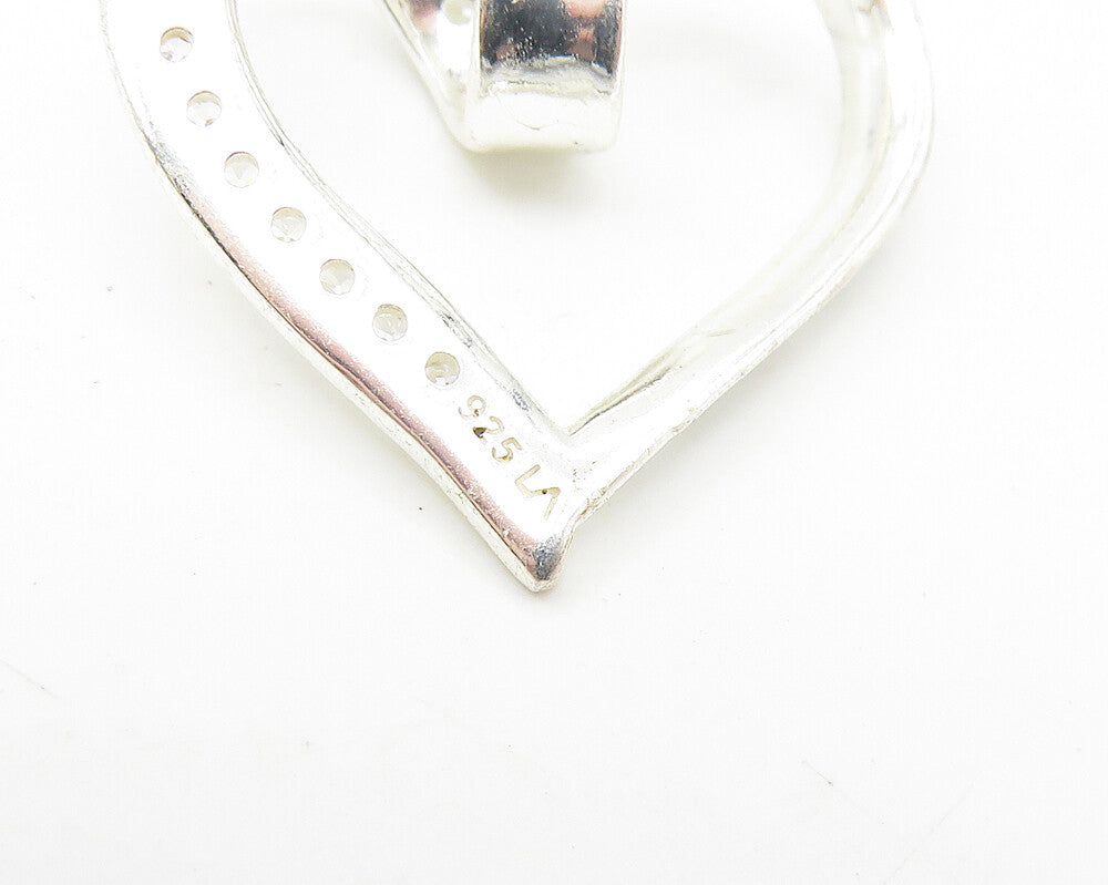 925 LA Sterling Silver  Sparkling Topaz Open Love Heart Pendant  PT8661