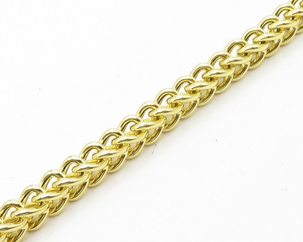925 Sterling Silver  Shiny Gold Plated Wheat Link Chain Necklace  NE2962