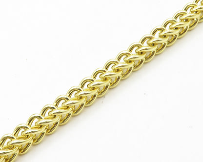 925 Sterling Silver  Shiny Gold Plated Wheat Link Chain Necklace  NE2962