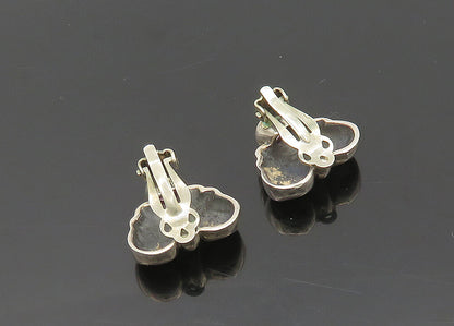 925 Sterling Silver  Vintage Cabochon Amethyst Non Pierce Drop Earrings EG9794