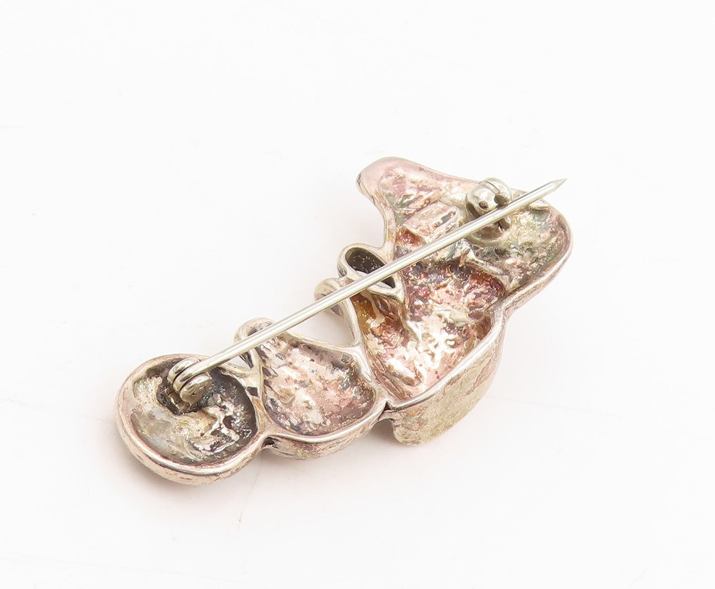 925 Sterling Silver Vintage Brooch Etched Pottery Set Cut Out Design  BP12042