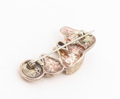 925 Sterling Silver Vintage Brooch Etched Pottery Set Cut Out Design  BP12042