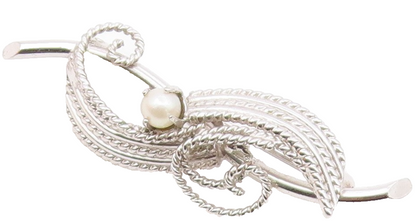 CARL ART 925 Silver  Vintage Petite Pearl Swirl Twist Brooch Pin  BP8496