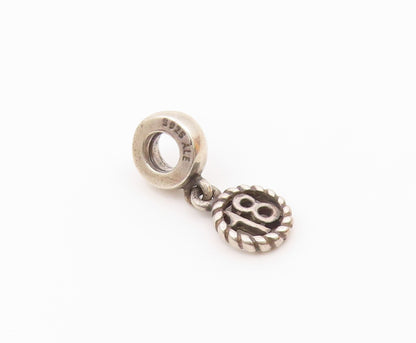 PANDORA 925 Silver  Vintage Rope Twist Border Number 18 Charm Pendant  PT21922