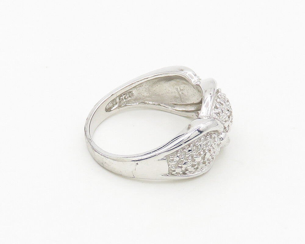 925 Sterling Silver  Shiny Polished Genuine Diamonds Band Ring Sz 7  RG18385