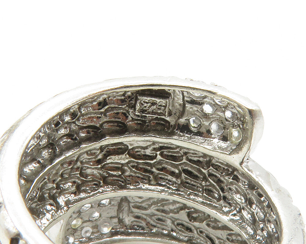 925 Sterling Silver  Shiny Topaz Chain Link Wrap Band Ring Sz 6  RG14149