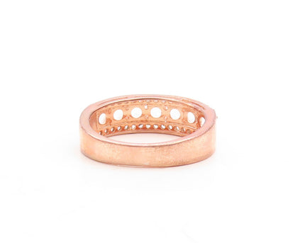 925 Sterling Silver Vintage Ring Rose Gold Plated Morganite & CZ  Sz 7.5 RG30104
