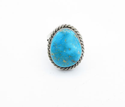 ANDREW JOHNSON NAVAJO 925 Silver  Vintage Turquoise Cocktail Ring Sz 5.5  RG4156