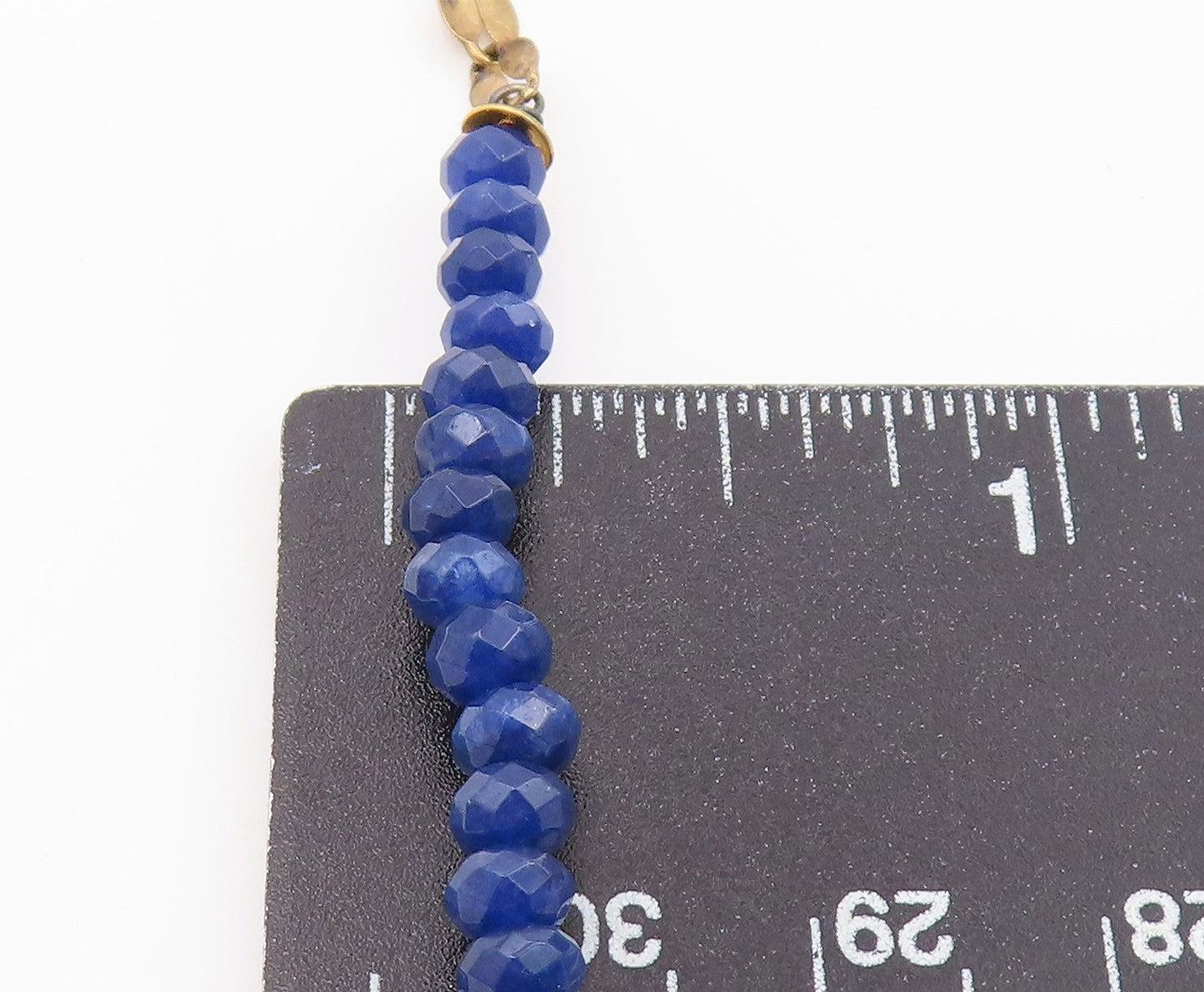 925 Sterling Silver Vintage Necklace Gold Plated Lapis Lazuli Bead Chain  NE4932