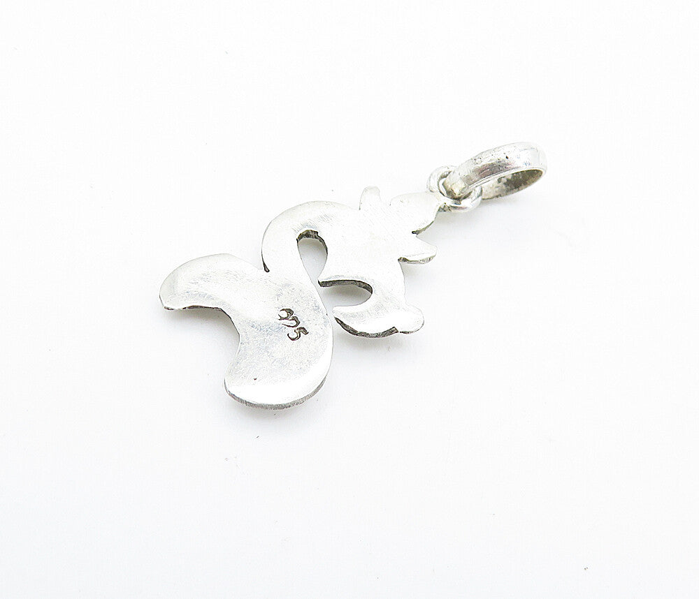 925 Sterling Silver  Vintage Love Heart Om Spiritual Symbol Pendant  PT5448