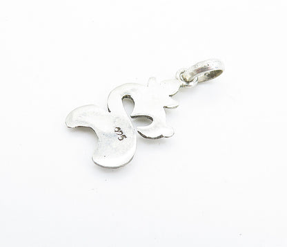 925 Sterling Silver  Vintage Love Heart Om Spiritual Symbol Pendant  PT5448