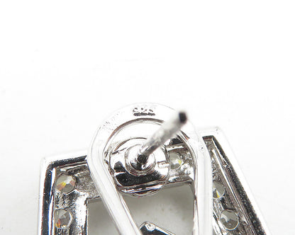 925 Sterling Silver  Sparkling Cubic Zirconia Love Heart Drop Earrings  EG5627