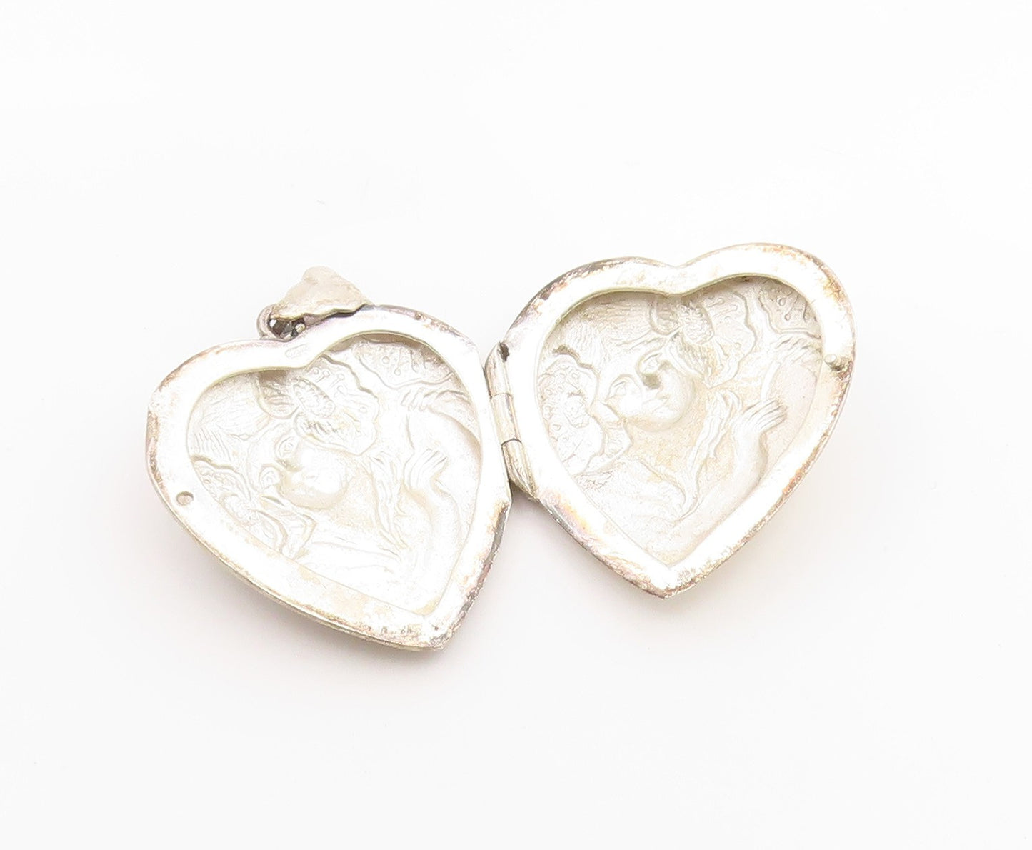 925 Sterling Silver Vintage Pendant Art Nouveau Style Love Heart OPENS  PT26283