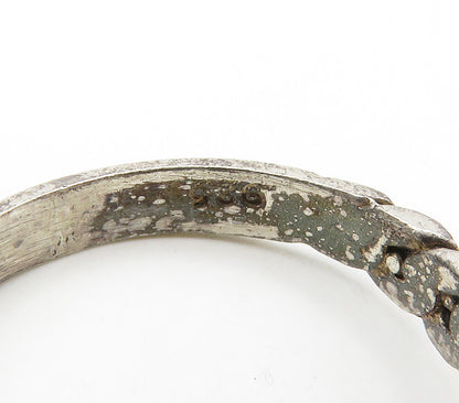 925 Sterling Silver  Vintage Dark Tone Diamond Cut Band Ring Sz 7.5  RG15379