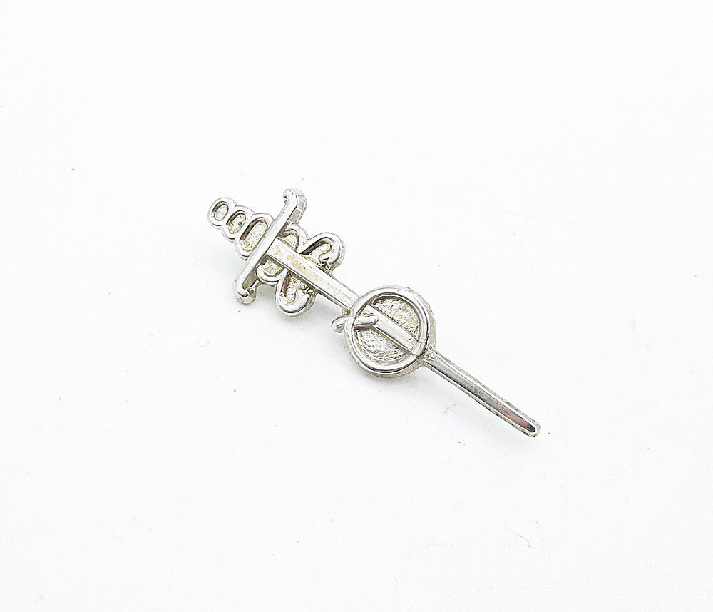 925 Sterling Silver  Vintage Petite Shiny Sword Motif Brooch Pin  BP1976