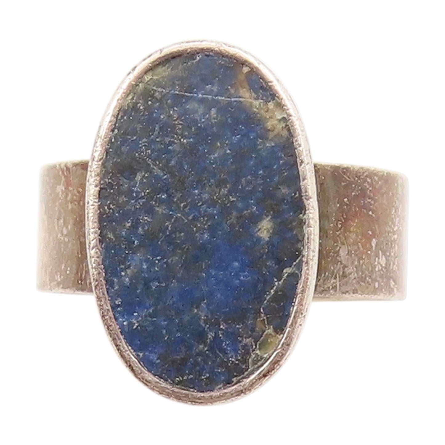 925 Sterling Silver Vintage Ring MEXICO Oval Lapis Lazuli Band  Sz 7.5  RG33611