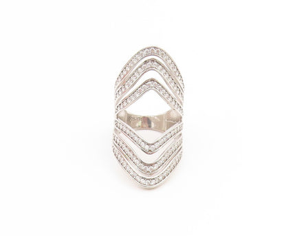 925 Sterling Silver Vintage Ring Channel Set CZ Multi Layer Band  Sz 6  RG35059