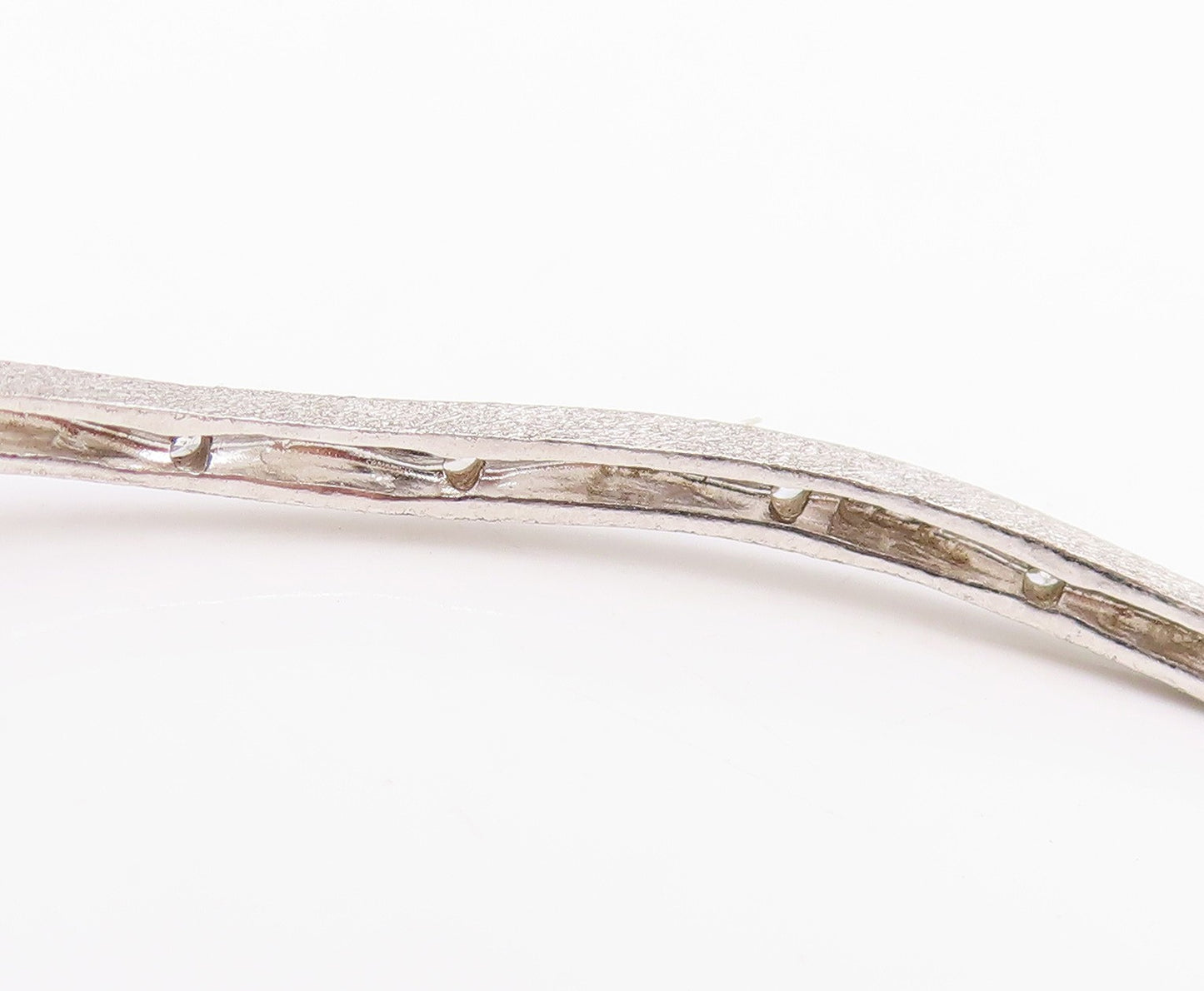 925 Sterling Silver Vintage Bracelet CZ Minimalist Elegant Wavy Bangle  BT11856