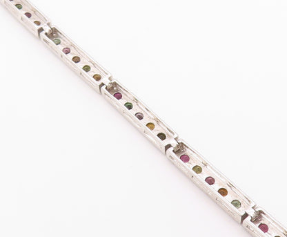 925 Sterling Silver Peridot & Multi Color Topaz Bar Chain Bracelet BT6855