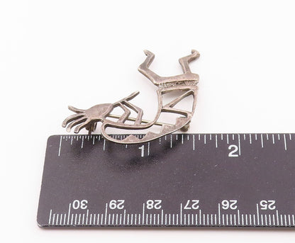 SOUTHWESTERN 925 Silver Vintage Kokopelli Dancer Outline Brooch Pin BP9533