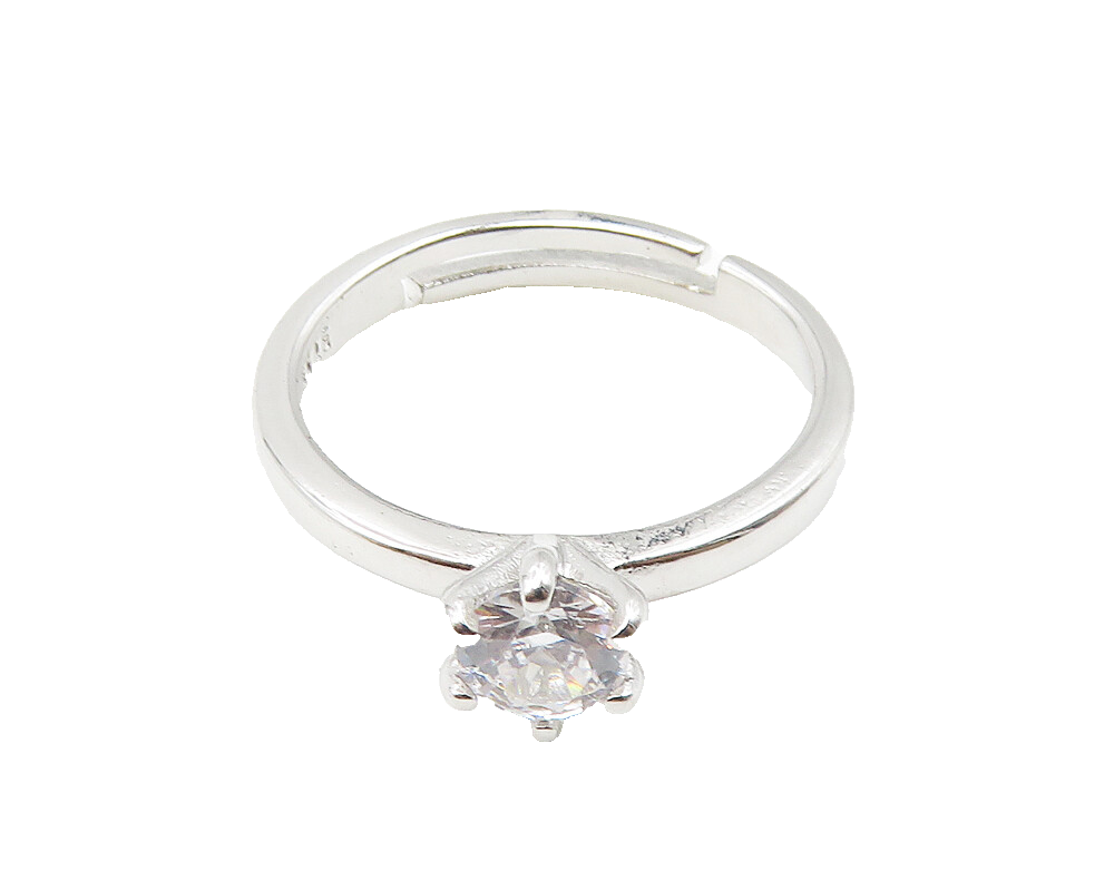 925 Sterling Silver  Round Cut Cubic Zirconia Solitaire Ring Sz 6  RG10283