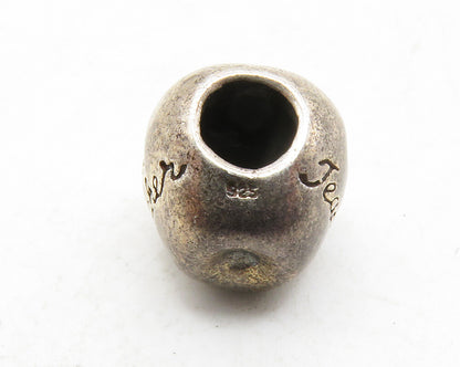 925 Sterling Silver  Vintage Petite Etched Number 1 Teacher Apple Bead  TR1862