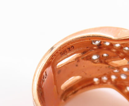 925 Sterling Silver Vintage Ring Rose Gold Plated Modernist CZ Band Sz 5 RG32776