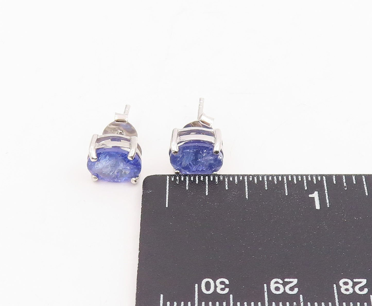 925 Sterling Silver Vintage Earrings Minimalist Real Tanzanite Studs  EG14068