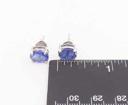 925 Sterling Silver Vintage Earrings Minimalist Real Tanzanite Studs  EG14068