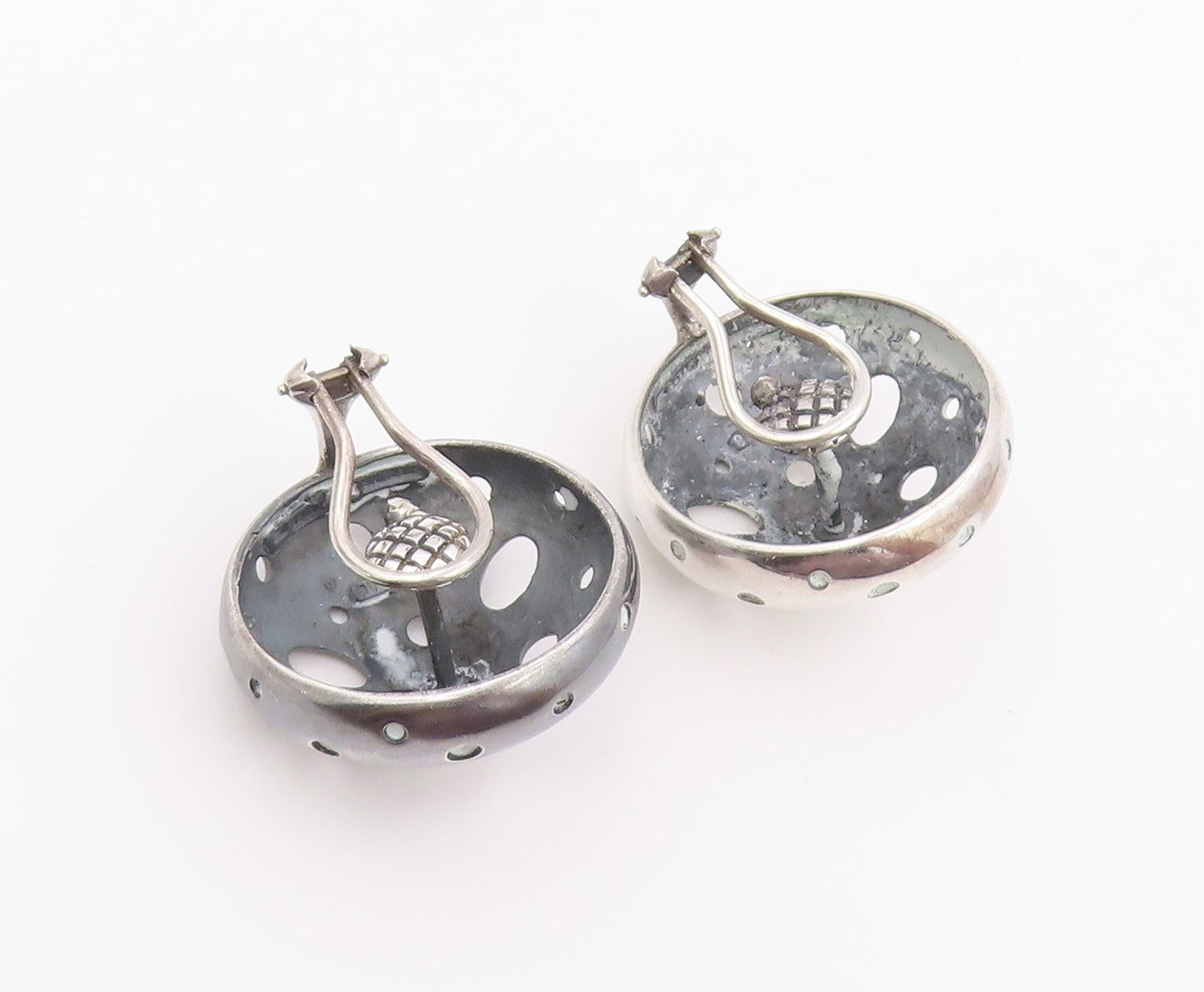 925 Sterling Silver Vintage Earrings PEDRO BOREGAARD Classic Cutout Dome EG14467