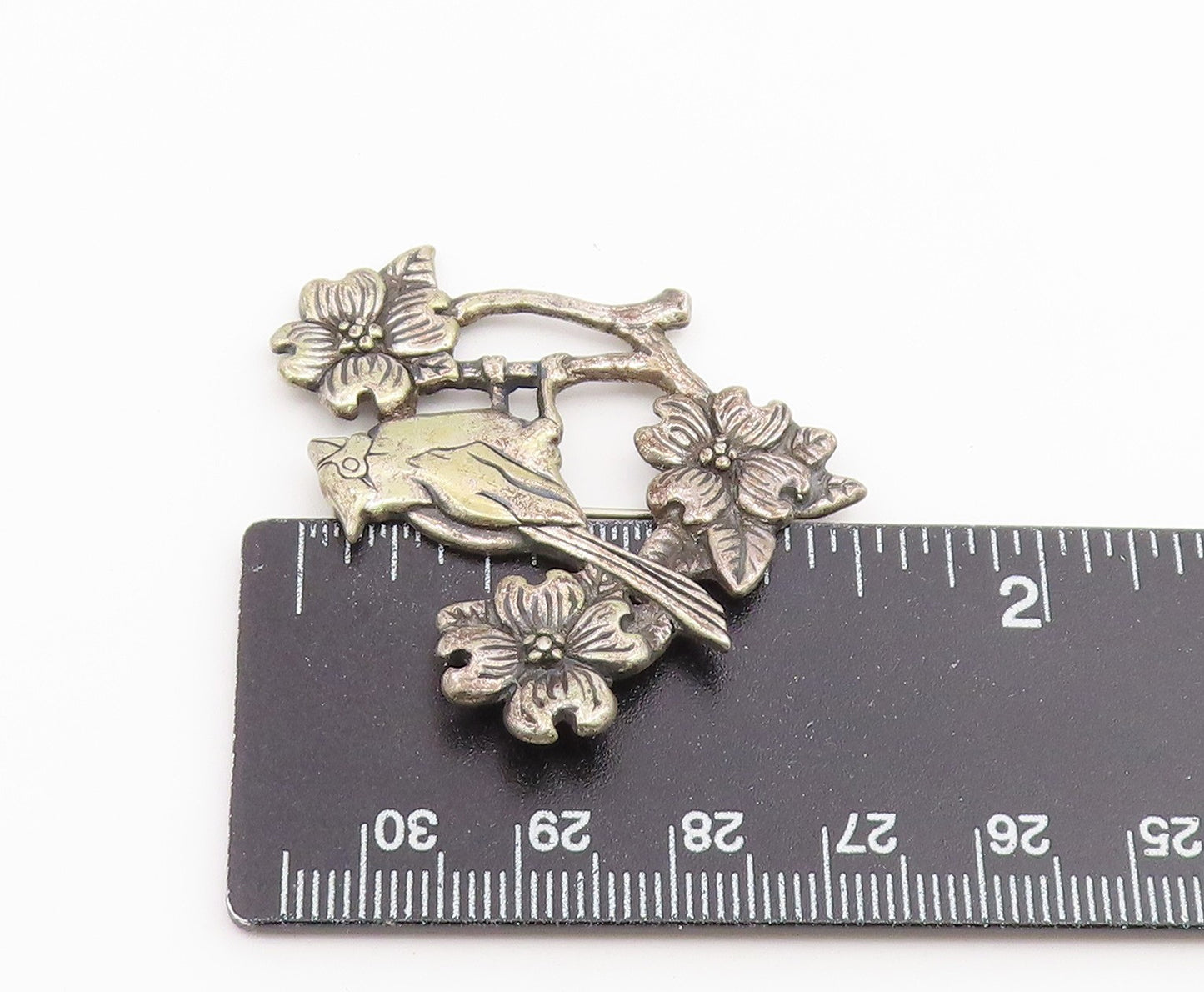 925 Sterling Silver Vintage Brooch Pin HAND & HAMMER Cardinal Bird  BP12657