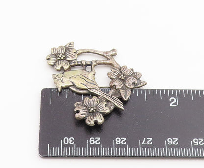 925 Sterling Silver Vintage Brooch Pin HAND & HAMMER Cardinal Bird  BP12657