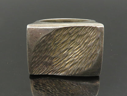 PIERRE 925 Sterling Silver Vintage Textured Square Dome Band Ring Sz 6.5 RG24018