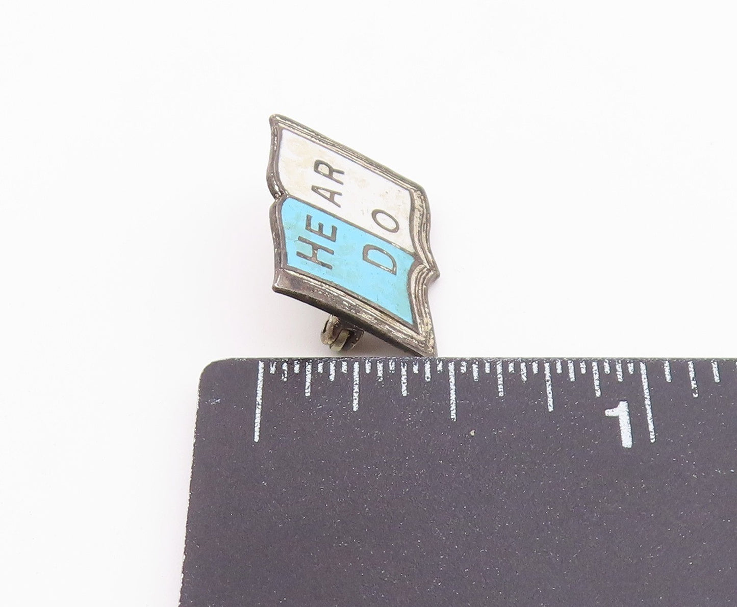 925 Sterling Silver  Vintage Enamel Open Book Motif Brooch Pin  BP8223