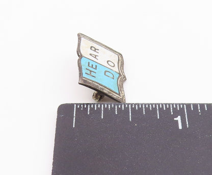 925 Sterling Silver  Vintage Enamel Open Book Motif Brooch Pin  BP8223