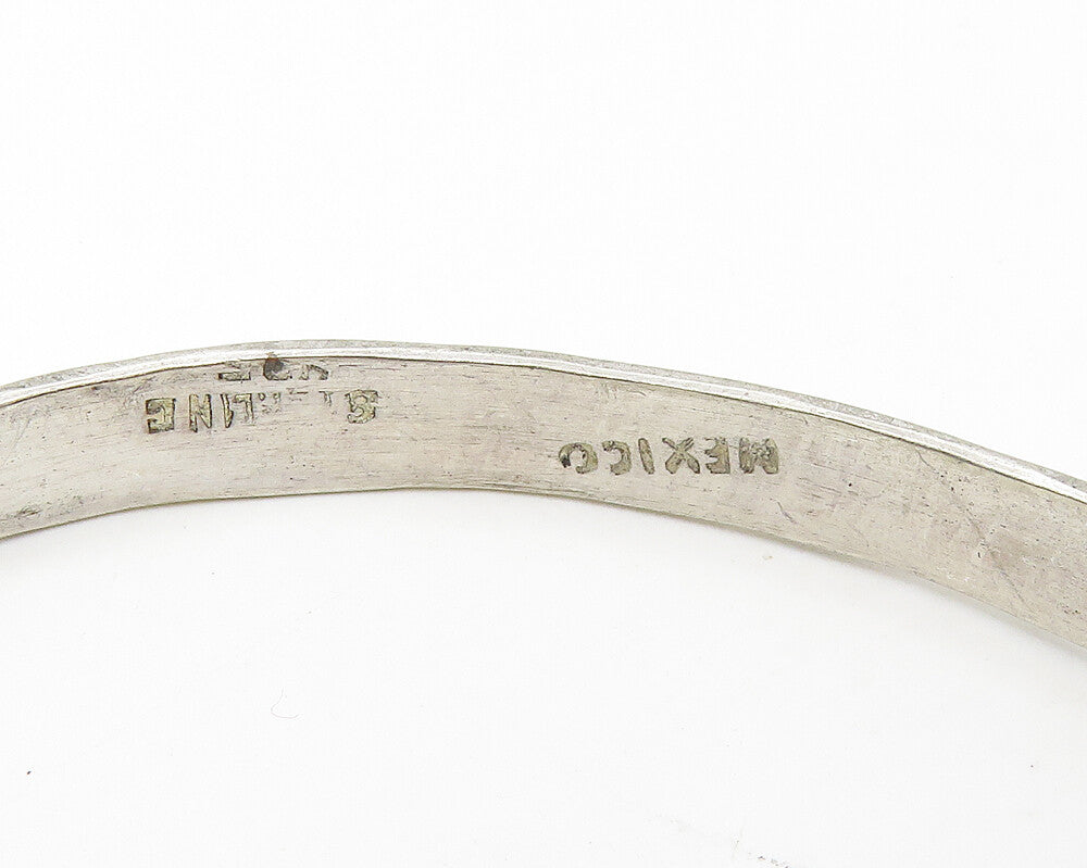 MEXICO 925 Sterling Silver  Vintage Etched Pattern Bangle Bracelet  BT6671