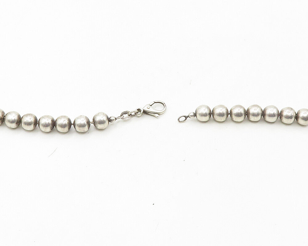925 Sterling Silver  Vintage Heavy Minimalist Beaded Chain Necklace NE2906
