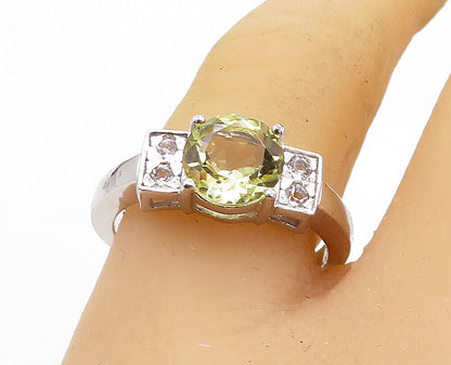 925 Sterling Silver  Yellow Topaz Solitaire With Accents Ring Sz 9  RG6202