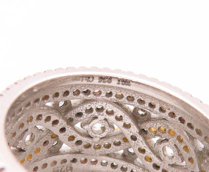 925 Sterling Silver Vintage Ring 2 Tone Gold Plated CZ Inlay  Sz 6.5  RG32923