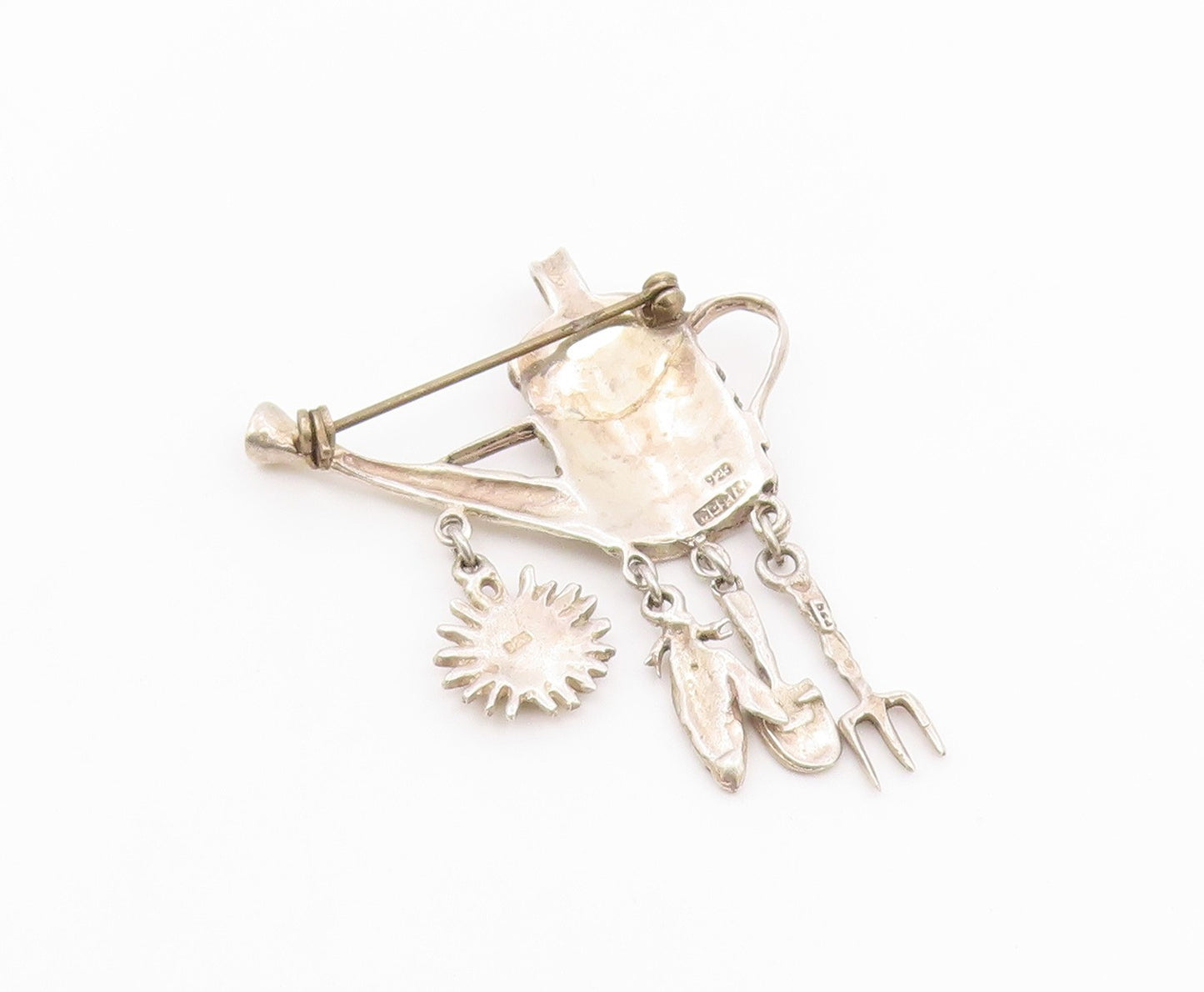 MEXICO 925 Sterling Silver  Vintage Charmed Watering Can Brooch Pin  BP3149