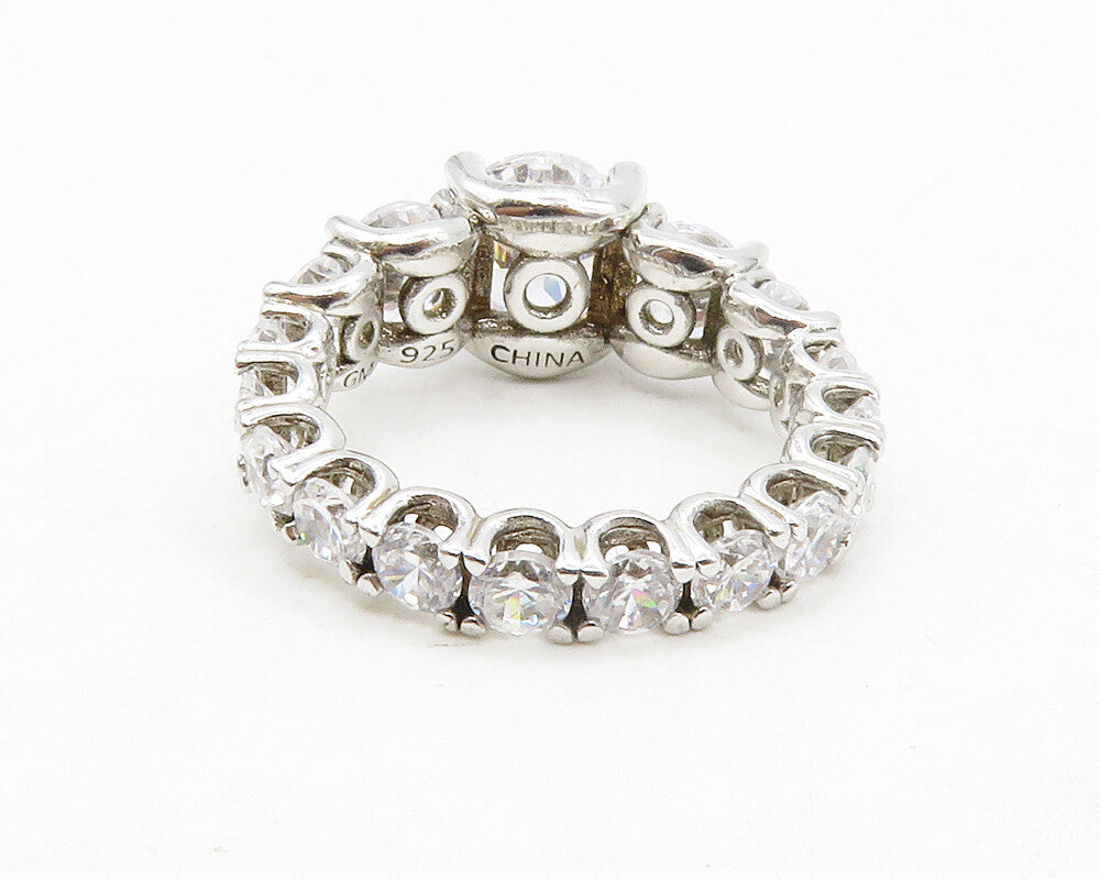 925 Sterling Silver  Shiny Graduated Cubic Zirconia Eternity Ring Sz 5 RG13441