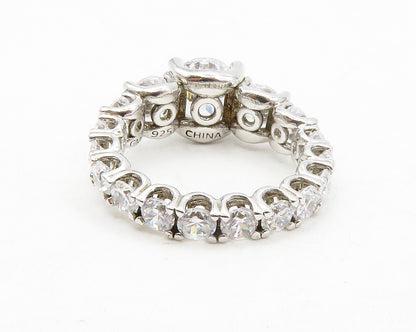 925 Sterling Silver  Shiny Graduated Cubic Zirconia Eternity Ring Sz 5 RG13441