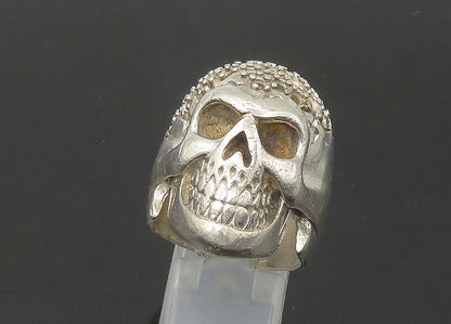 VERSANI 925 Sterling Silver Vintage Skeleton Head Heavy Biker Ring Sz 9  RG22374