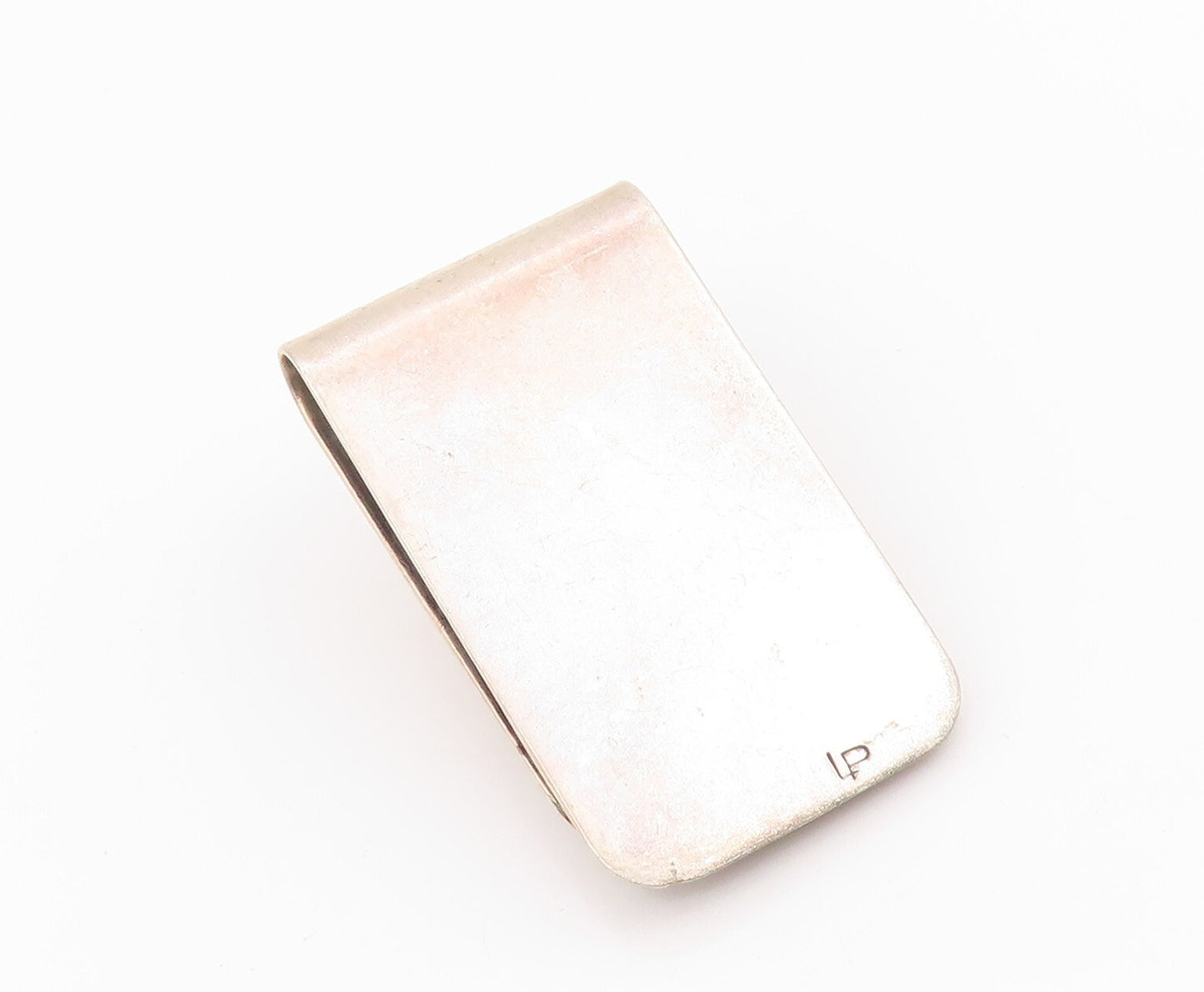 925 Sterling Silver Vintage Money Clip Designer Dark Tone Ball Carved  TR3870