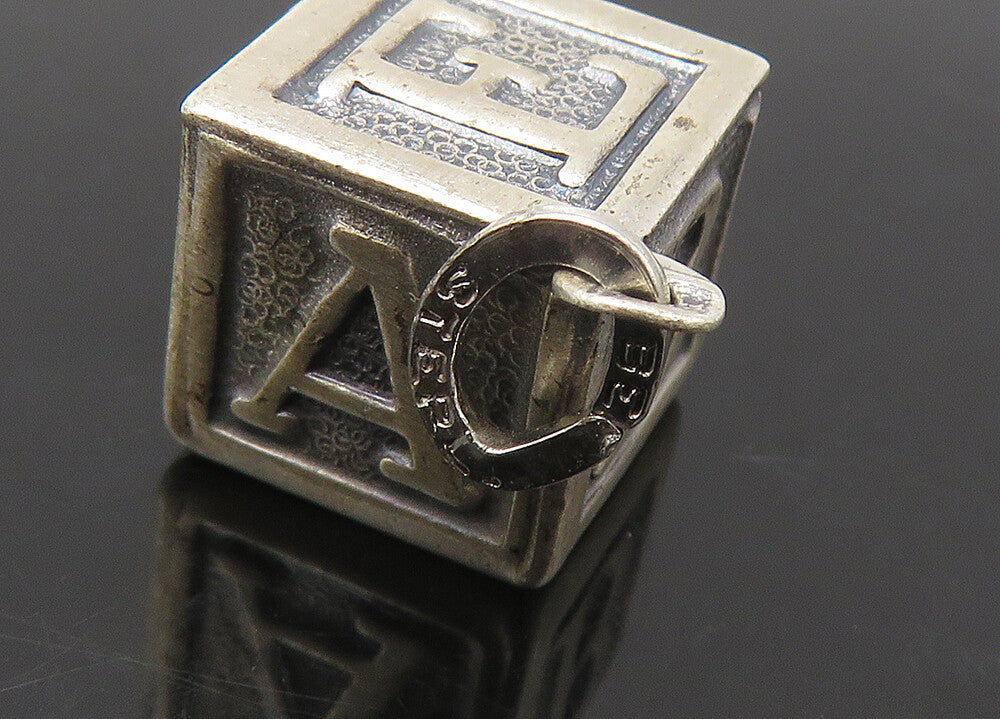 BEAU 925 Sterling Silver   Vintage Baby Alphabet Block Pendant  PT18292