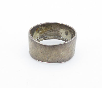 925 Silver  Vintage Antique Oxidized Raised Detail Band Ring Sz 6  RG6601