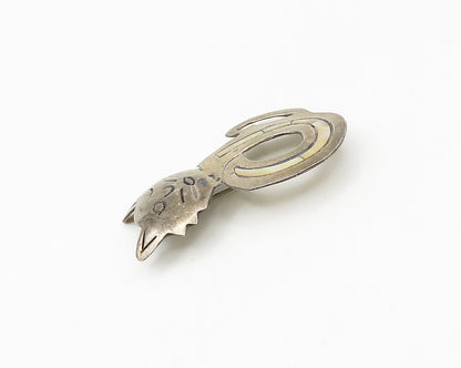 MEXICO 925 Sterling Silver  Vintage Abalone Shell Cat Motif Brooch Pin  BP6884